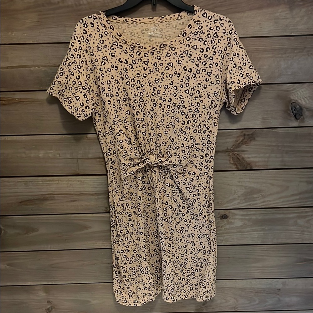 Aerie Leopard Print Faux Tie-Waist Dress - size s